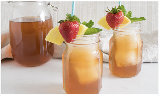 Iced Tea with Strawberry-Pineapple Shrub
