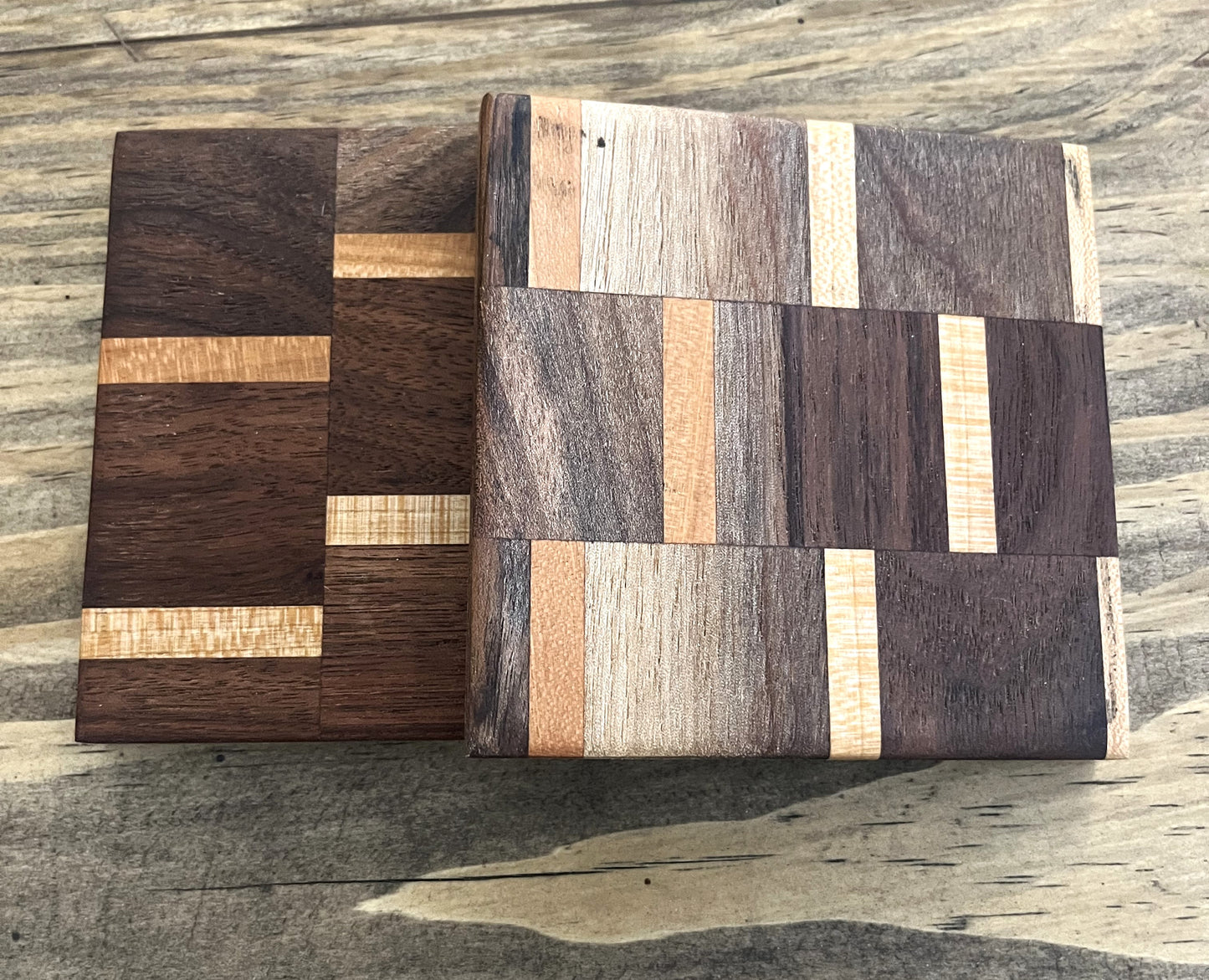 Set of Two Squared Design Wooden Coaster